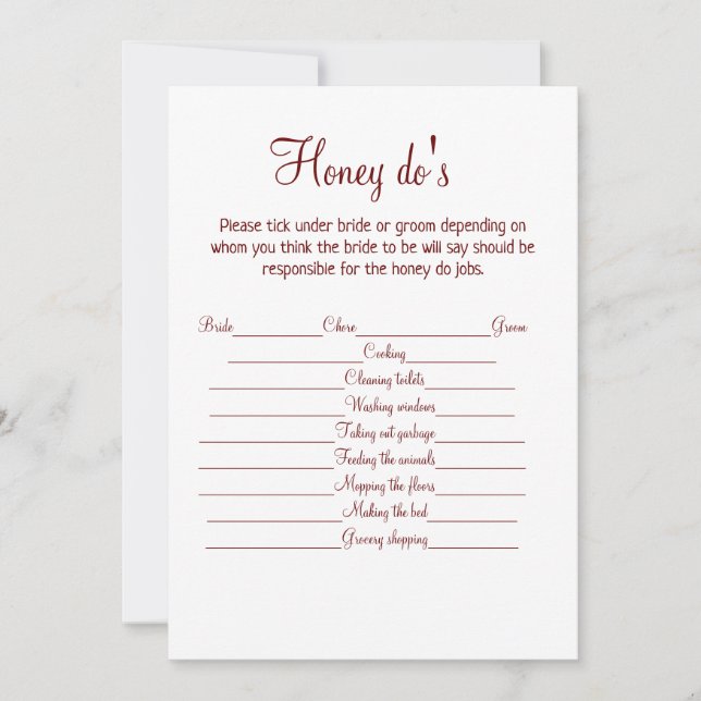 Tarjeta Festiva miel dos boda novia novio parte (Anverso)