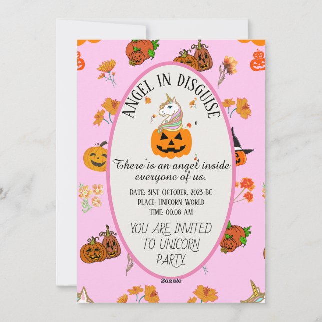 Tarjeta Festiva Mikitiez halloween unicorn espeluznante otoño de o (Reverso)