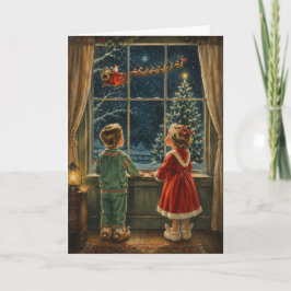 Tarjeta Festiva Milagro de Nochebuena – ¡Mira! ¡Es Santa!