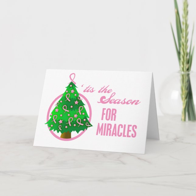 Tarjeta Festiva Milagros de Navidades de cáncer de mama (Anverso)