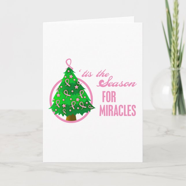 Tarjeta Festiva Milagros de Navidades de cáncer de mama (Anverso)