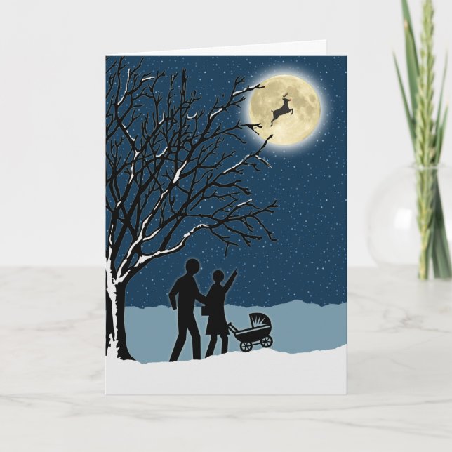 Tarjeta Festiva Milagros de navidades para la familia, ciervo en l (Anverso)