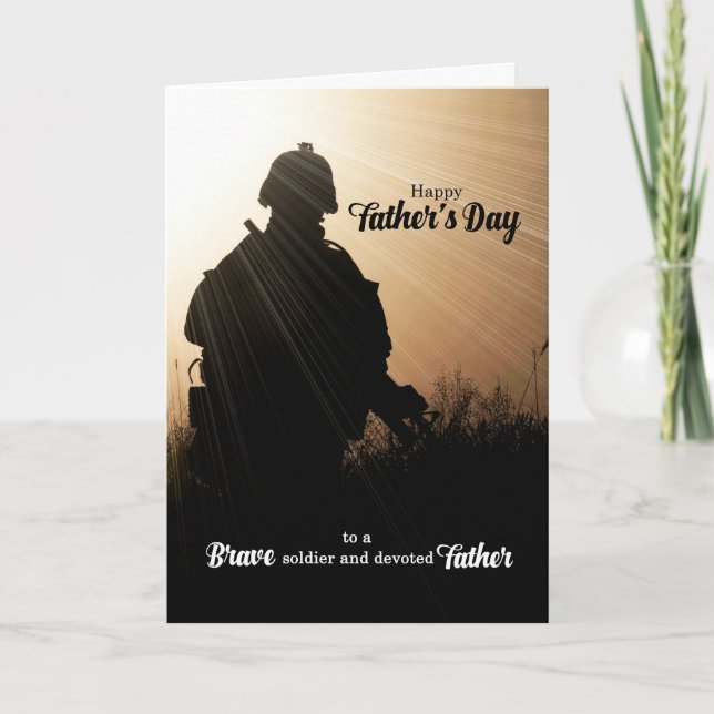 Tarjeta Festiva Military Themed Soldier Silhouette Father's Day (Anverso)