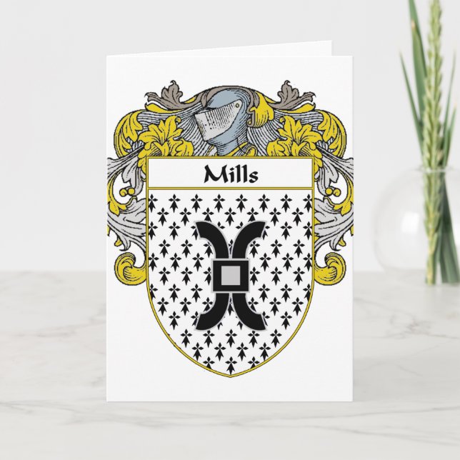 Tarjeta Festiva Mills Coat of Arms (Mantled) (Anverso)