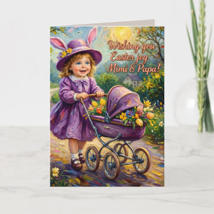 Tarjeta Festiva MIMI Y PAPÁ ~ ARTE VINTAGE DE PASCUA ~ Niño dulce 
