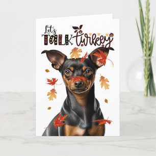 Tarjeta Festiva Min Pin Dog, el día de gracias hablemos de Turquía