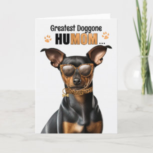 Tarjeta Festiva Min Pin Dog Mejor HuMOM Día de la Madre