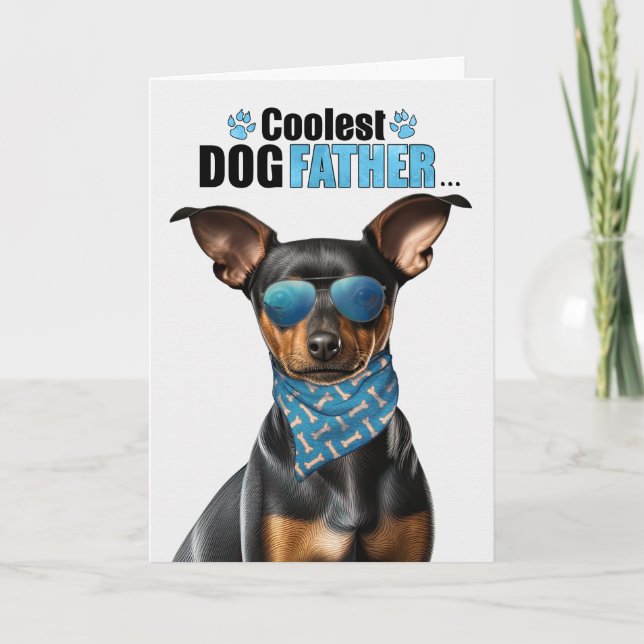 Tarjeta Festiva Min Pin Perro Divertido El Papá Más Genial Día del (Anverso)