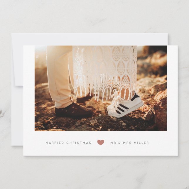 Tarjeta Festiva Mini Heart Married Christmas Photo Card (Anverso)