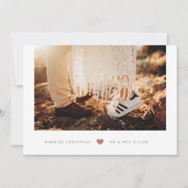 Tarjeta Festiva Mini Heart Married Christmas Photo Card