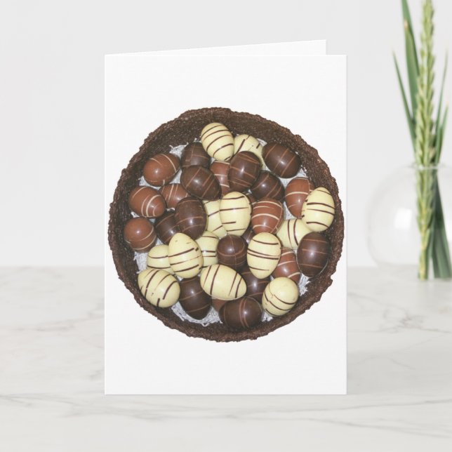 Tarjeta Festiva Mini huevos de Pascua en nido de chocolate (Anverso)