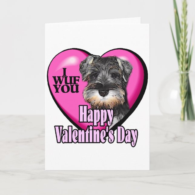 Tarjeta Festiva Miniatura el día de San Valentín Schnauzer (Anverso)