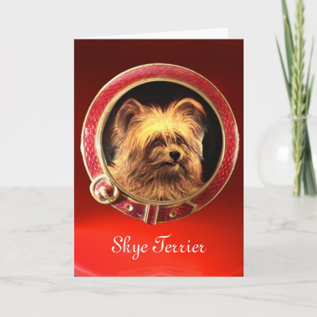 Tarjeta Festiva MINIATURA VICTORIANA RETRATA A Skye Terrier (Anverso)
