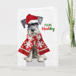 Tarjeta Festiva Miniature Schnauzer Divertidas Pulgas Navidog Navi