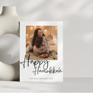 Tarjeta Festiva Mínima Caligrafía Feliz Hanukkah Foto