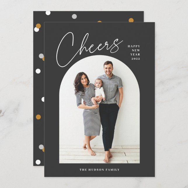 Tarjeta Festiva Mínima foto de arte moderno anima vacaciones de Añ (Anverso / Reverso)