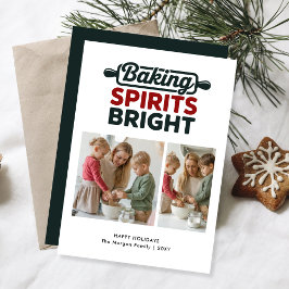Tarjeta Festiva Minimal Baking Spirits Bright Christmas Photo Card