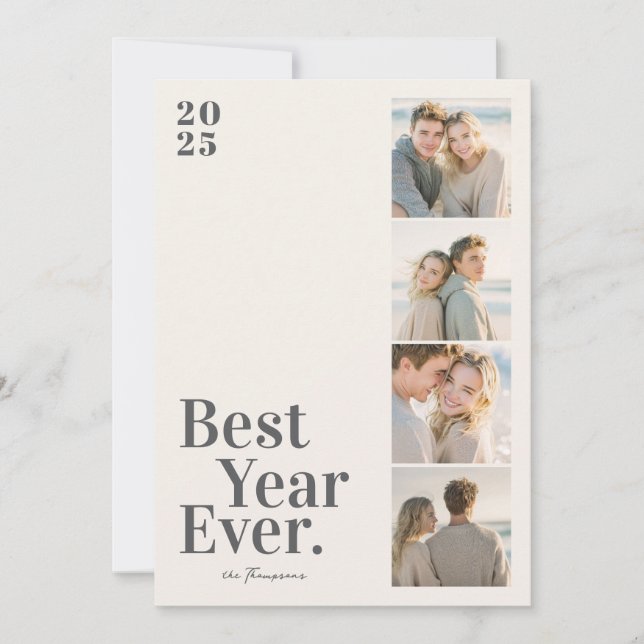 Tarjeta Festiva Minimal Best Year Ever New Year (Anverso)