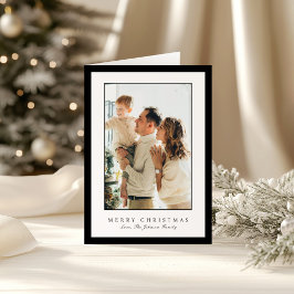 Tarjeta Festiva Minimal Black Border Photo Elegant Christmas