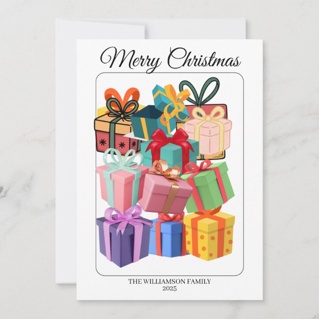 Tarjeta Festiva Minimal Colorful Gifts Holiday Card (Anverso)