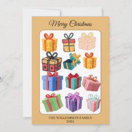 Tarjeta Festiva Minimal Colorful Gifts Holiday Card