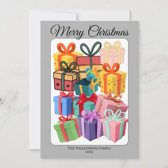 Tarjeta Festiva Minimal Colorful Gifts Holiday Card (Anverso)