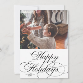Tarjeta Festiva Minimal Elegant Happy Holidays 1 Photo Christmas 