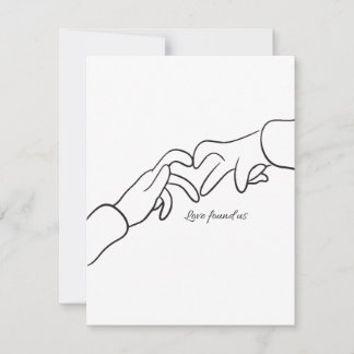 Tarjeta Festiva Minimal Hand Holding Line Love Found us modern