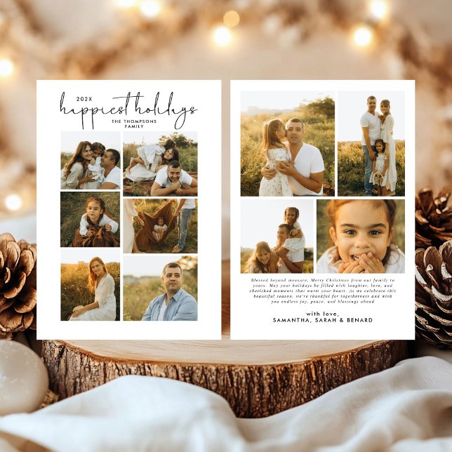 Tarjeta Festiva Minimal Happy Holidays Script Family 10 Photos (Subido por el creador)