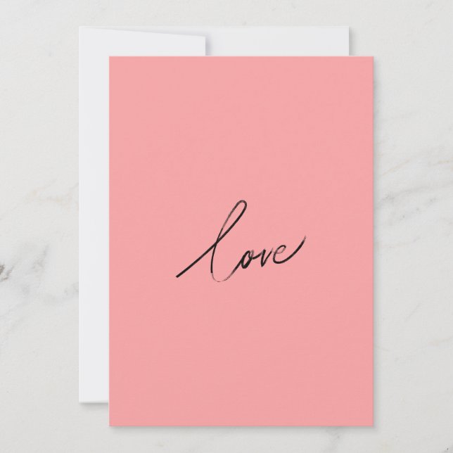 Tarjeta Festiva Minimal Love Script — Rosa Moderno Suave (Anverso)