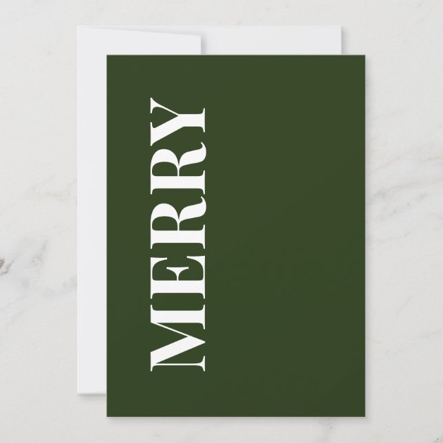 Tarjeta Festiva Minimal MERRY | Forest Green Holiday Greeting Card (Anverso)