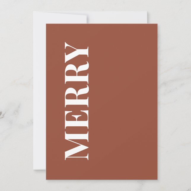 Tarjeta Festiva Minimal MERRY | Terracotta Holiday Greeting Card (Anverso)