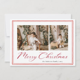 Tarjeta Festiva Minimal Minimalist Script Merry Christmas Photo