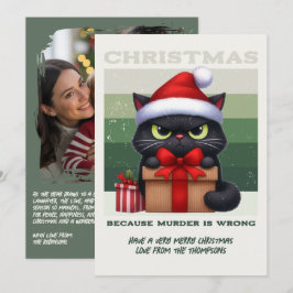 Tarjeta Festiva Minimal Nordic Funny Cat Retro Christmas Photo