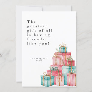 Tarjeta Festiva Minimal Pastel Regalos con Foto 