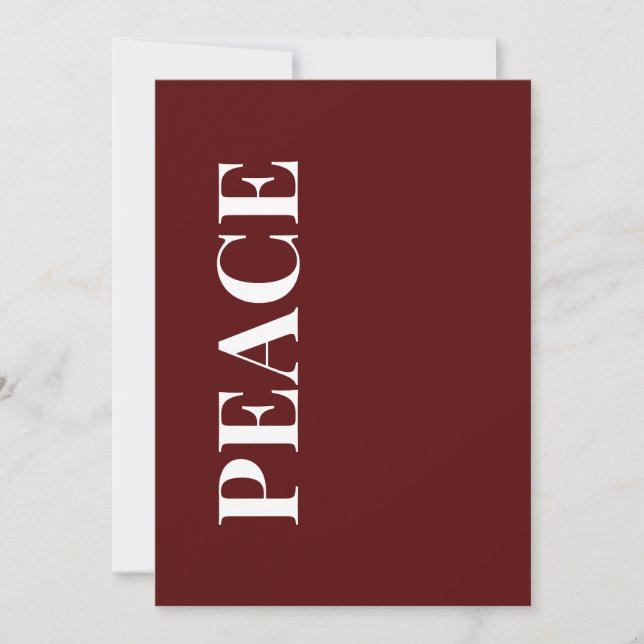 Tarjeta Festiva Minimal PEACE | Deep Red Holiday Greeting Card (Anverso)