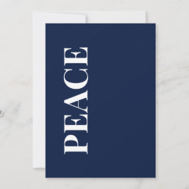 Tarjeta Festiva Minimal PEACE | Navy Blue Holiday Greeting Card