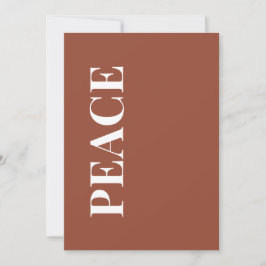 Tarjeta Festiva Minimal PEACE | Terracotta Holiday Greeting Card