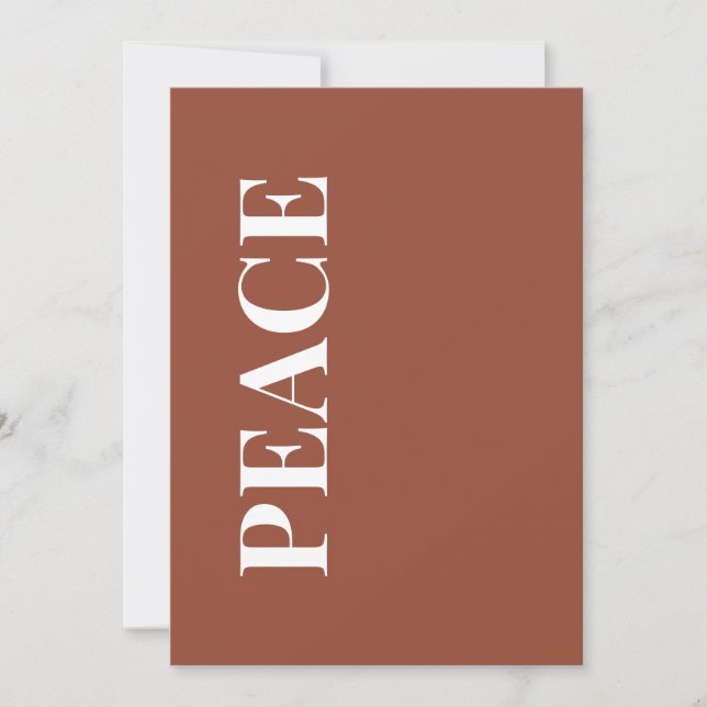 Tarjeta Festiva Minimal PEACE | Terracotta Holiday Greeting Card (Anverso)