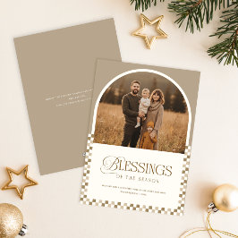 Tarjeta Festiva Minimal Religious Family Arch Photo Christmas