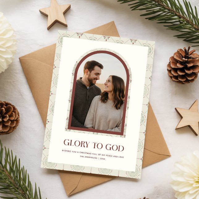 Tarjeta Festiva Minimal Religious Family Arch Photo Christmas (Subido por el creador)