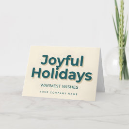 Tarjeta Festiva Minimal Retro Script Joyful Holidays