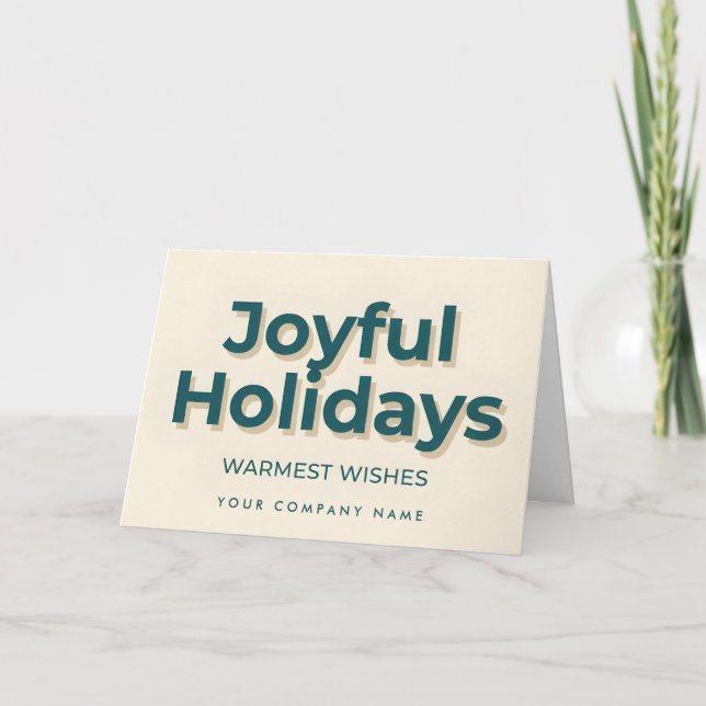 Tarjeta Festiva Minimal Retro Script Joyful Holidays (Anverso)