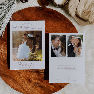 Tarjeta Festiva Minimal Rose Gold Married Little Christmas 3 Photo
