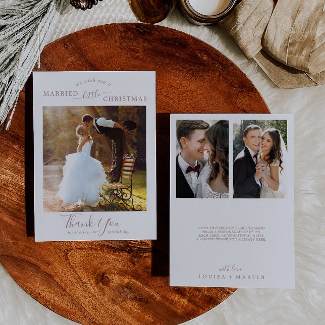Tarjeta Festiva Minimal Rose Gold Married Little Christmas 3 Photo (Subido por el creador)