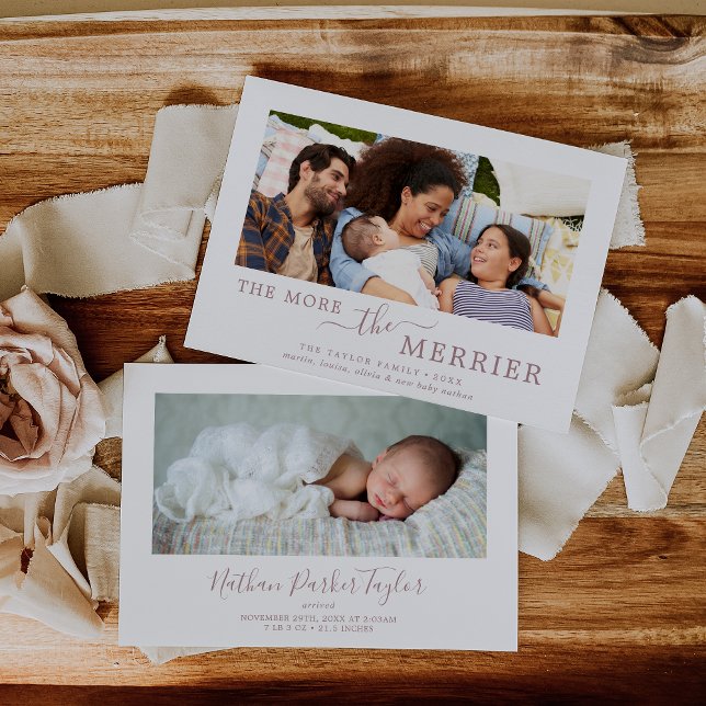 Tarjeta Festiva Minimal Rose Gold The More The Merrier Birth (Subido por el creador)