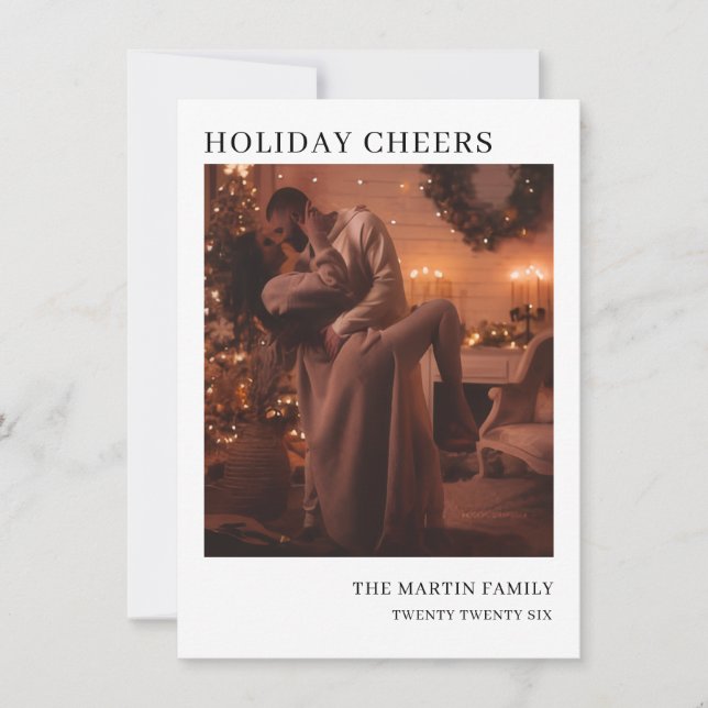 Tarjeta Festiva Minimal Season’s Greetings Holiday Photo Greeting (Anverso)