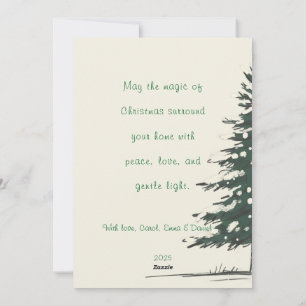 Tarjeta Festiva Minimal Snowy Christmas Tree Winter Watercolor