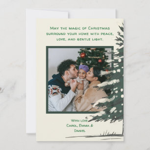 Tarjeta Festiva Minimal Snowy Christmas Tree Winter Watercolor