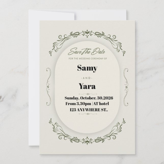 Tarjeta Festiva Minimal Wedding Invitation Template | Classic Scri (Anverso)